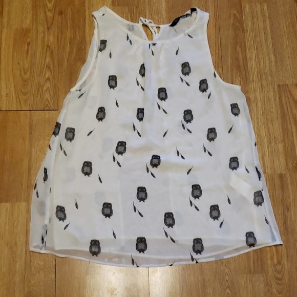 Zara owl print semi sheer double layer tank XS - Picture 1 of 4